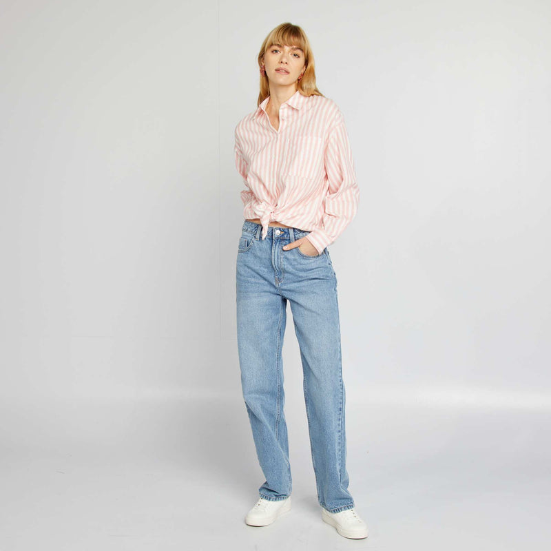 Chemisier long avec poche poitrine avec 20% de lin