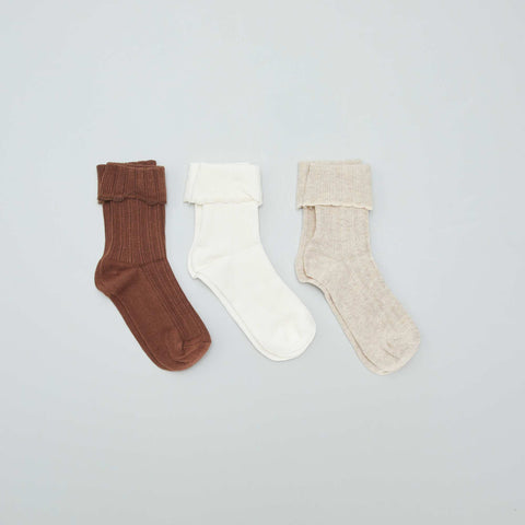 Chaussettes avec revers en maille - Lot de 3