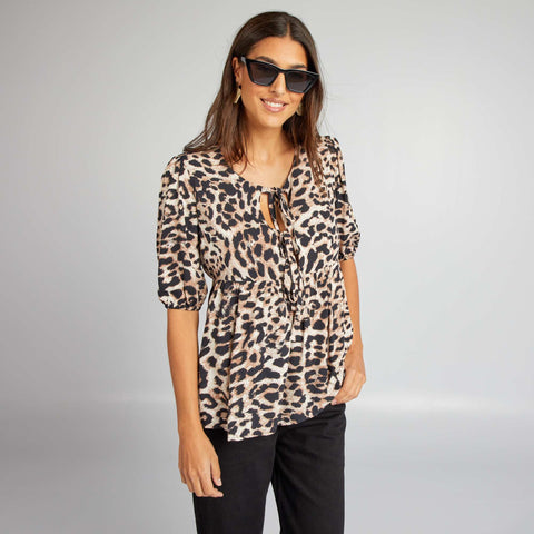 Blouse bouffante courte avec nœuds