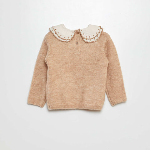 Pull avec col en gaze de coton