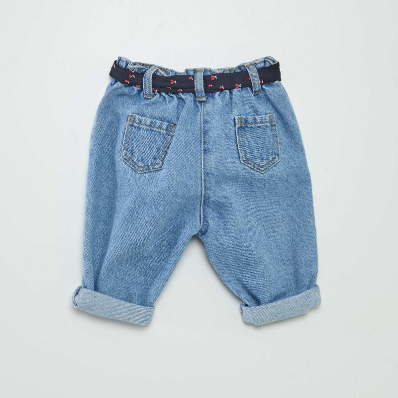 Jean paperbag + ceinture à motif