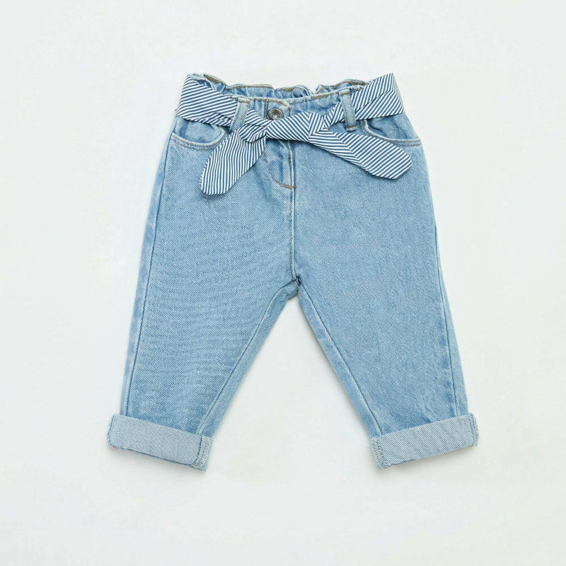 Jean paperbag + ceinture à motif