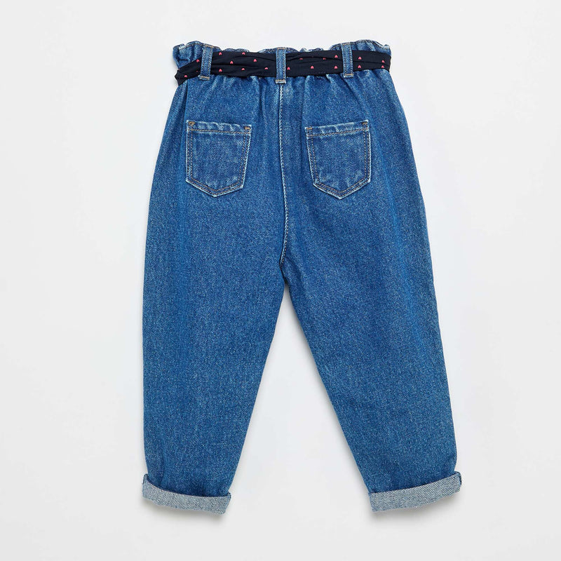 Jean paperbag + ceinture à motif