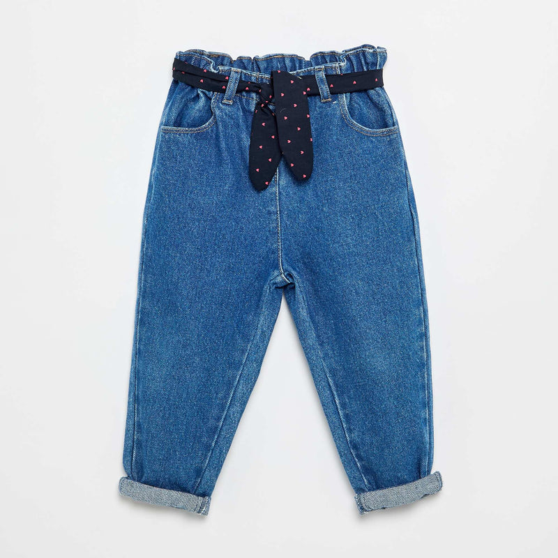 Jean paperbag + ceinture à motif
