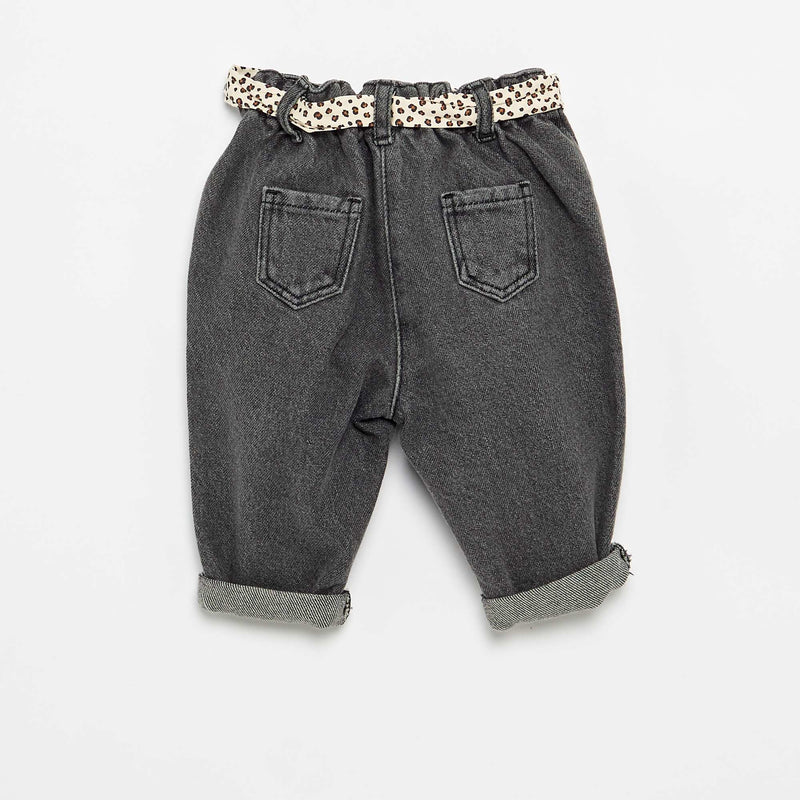 Jean paperbag + ceinture à motif