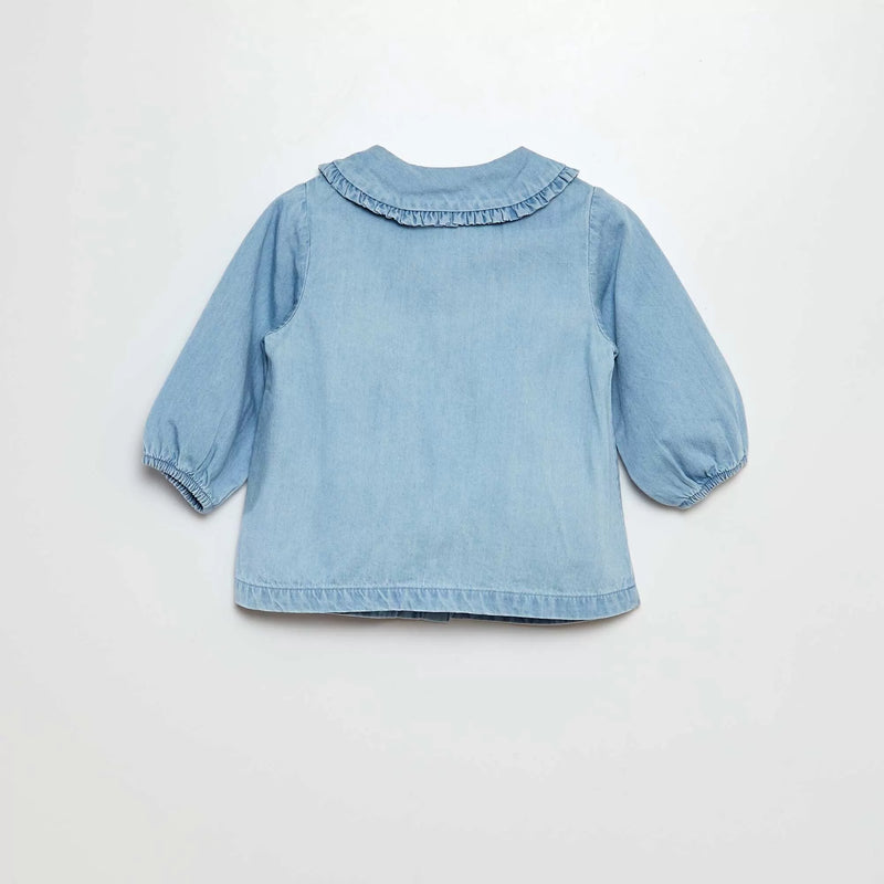 Chemise en denim avec broderie cœur