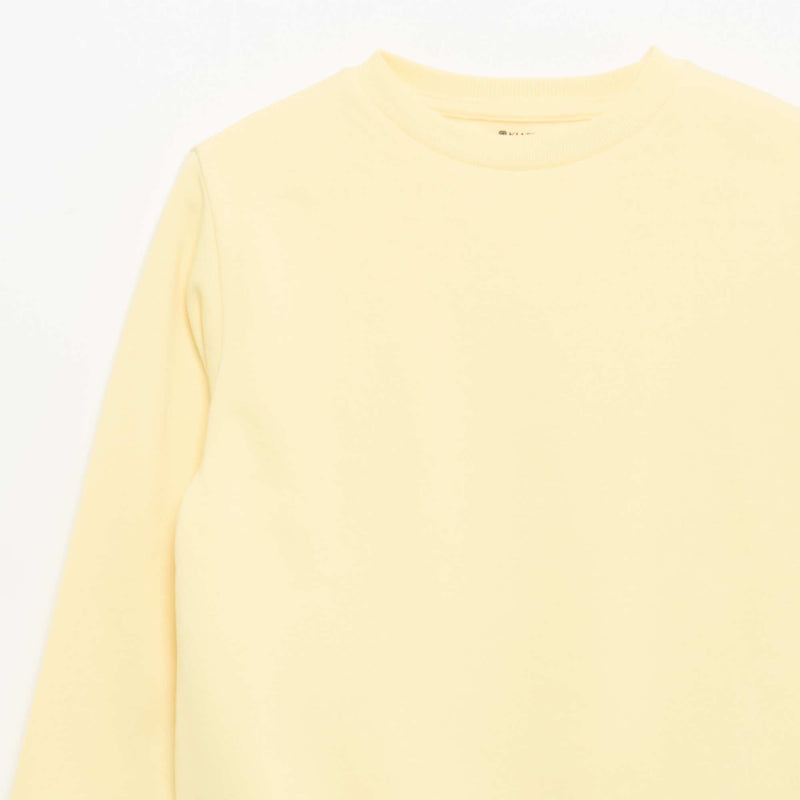 Sweat en molleton gratté uni – Jaune – Kiabi Maroc