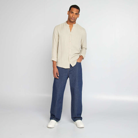 Chemise dobby coupe droite :col rond