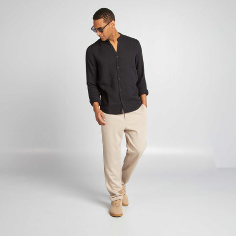 Chemise dobby coupe droite :col rond