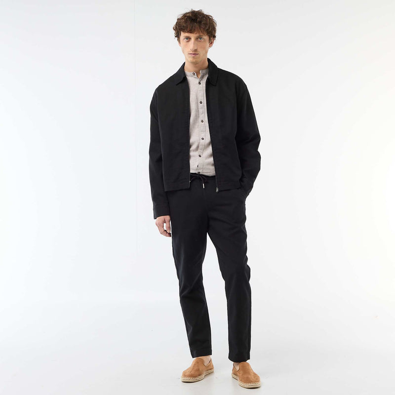 Chemise col mao avec lin