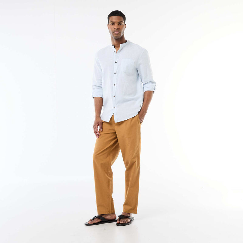 Chemise col mao avec lin