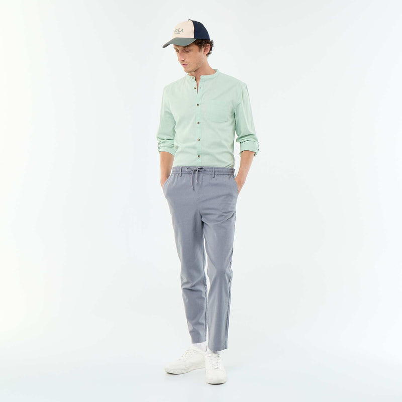 Chemise col mao avec lin