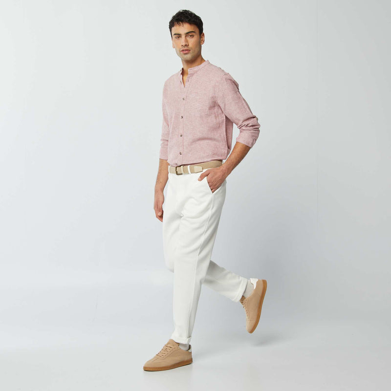 Chemise col mao avec lin
