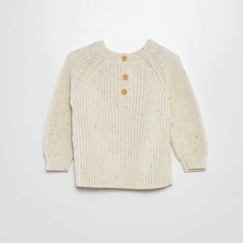 Pull en maille tricot col 3 boutons