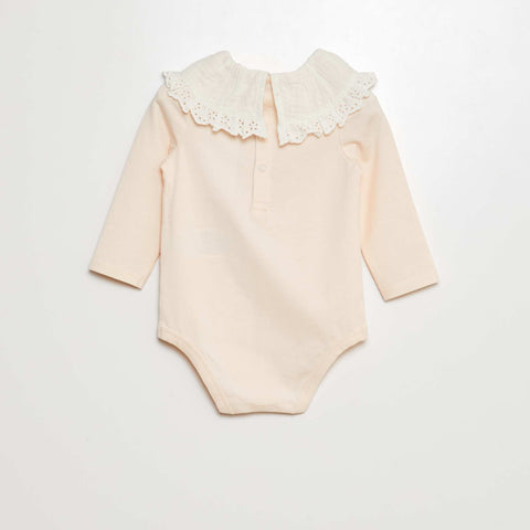 Body avec col en double gaze de coton avec broderies anglaises