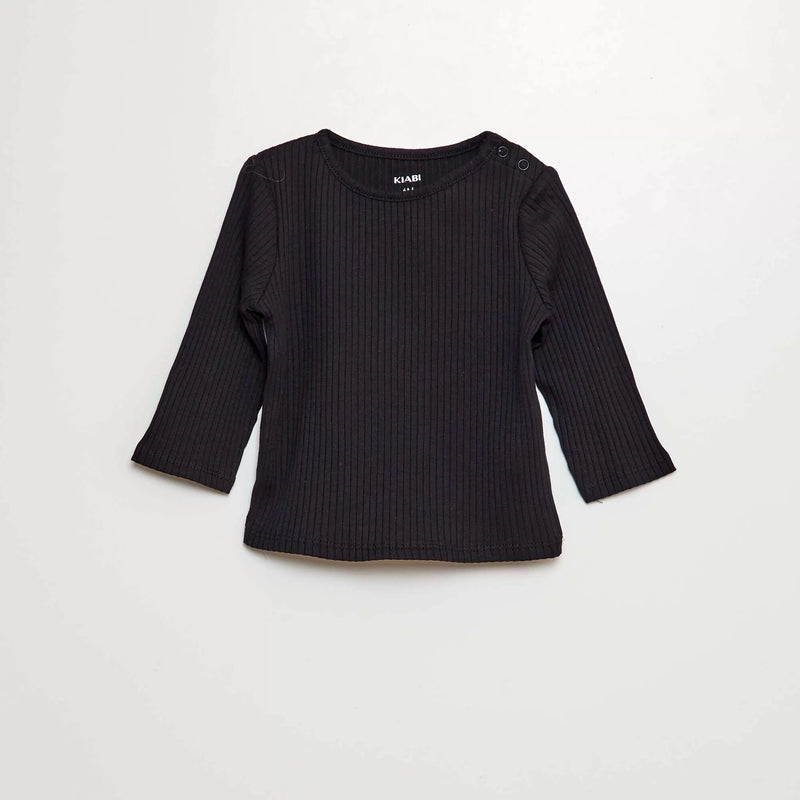 Lot de 2 t-shirts unis côtelés à manches longues
