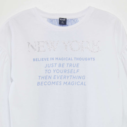 T-shirts 'New York' avec empiècement en popeline