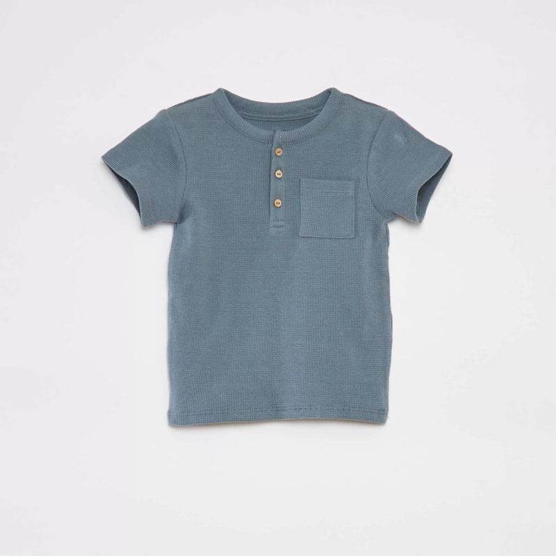 Ensemble pyjama court t-shirt + short en maille gaufrée - 2 pièces