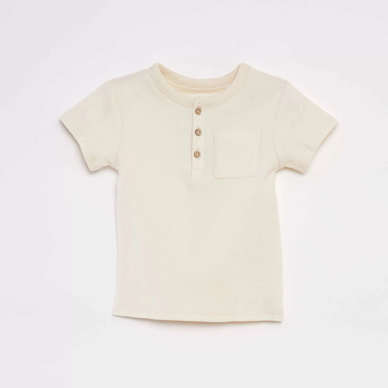 Ensemble pyjama court t-shirt + short en maille gaufrée - 2 pièces