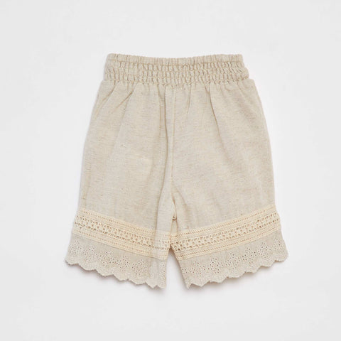 Pantalon avec détails brodés et en macramé