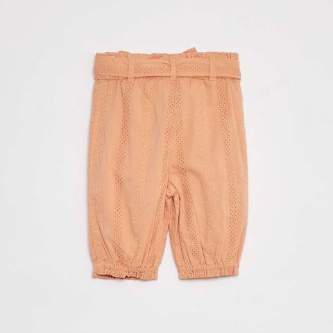 Pantalon paperbag en voile de coton
