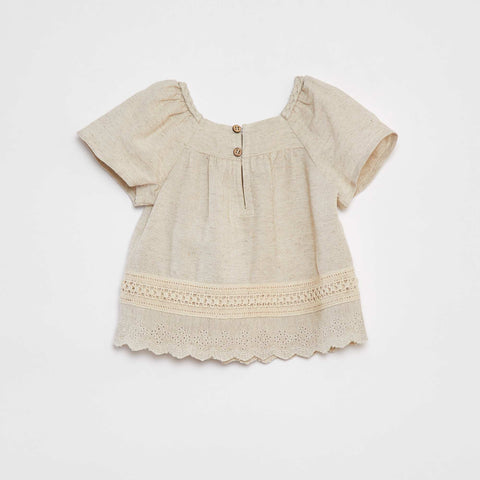 Blouse boutonnée avec broderie