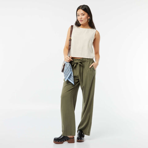 Blouse crop en lin mélangé