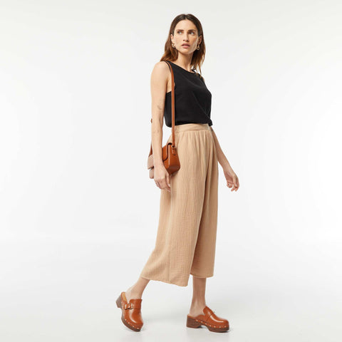 Blouse crop en lin mélangé