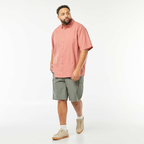 Chemise en lin mélangé à manches courtes