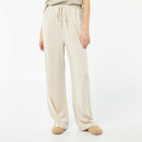 Pantalon large en lin mélangé
