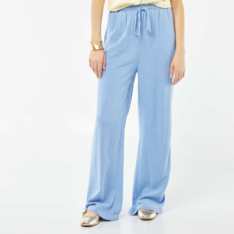 Pantalon large en lin mélangé