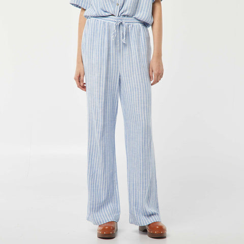 Pantalon large en lin mélangé