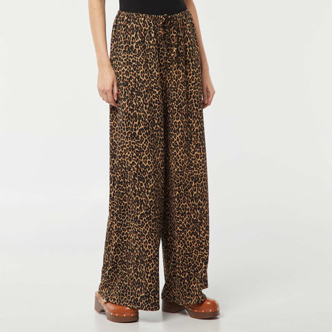 Pantalon large en maille plissée
