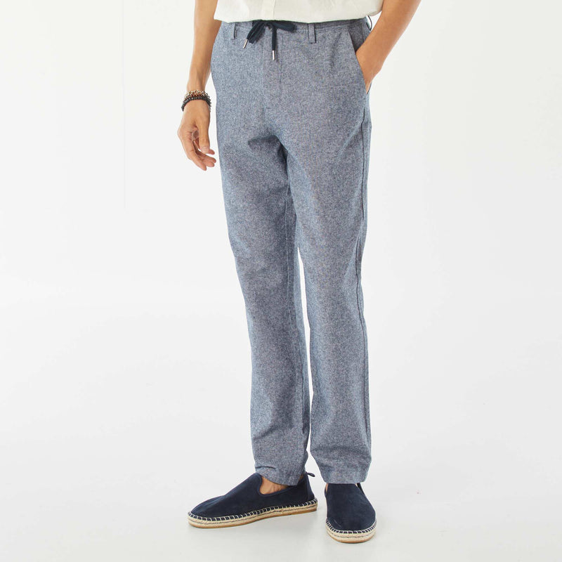 Pantalon chino droit en lin mélangé