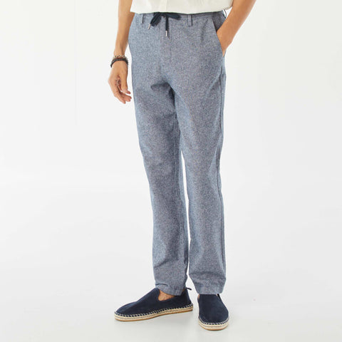 Pantalon chino droit en lin mélangé