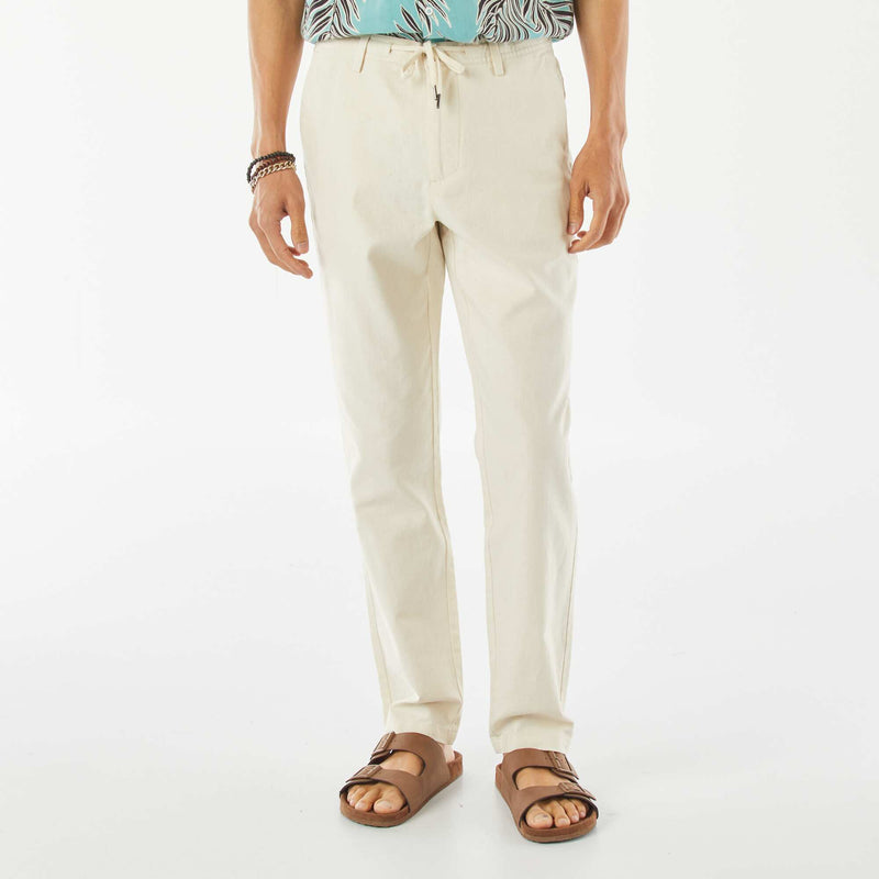 Pantalon chino droit en lin mélangé