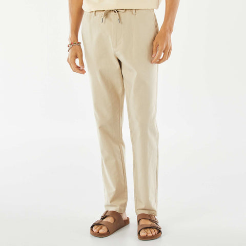 Pantalon chino droit en lin mélangé