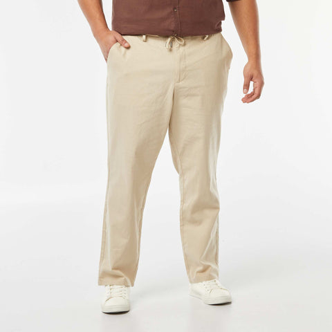 Pantalon chino regular en lin mélangé