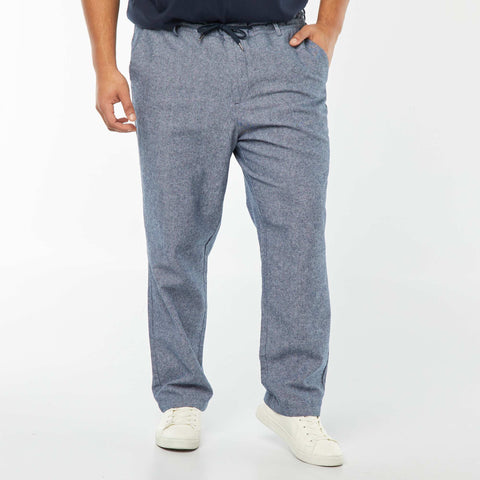 Pantalon chino regular en lin mélangé