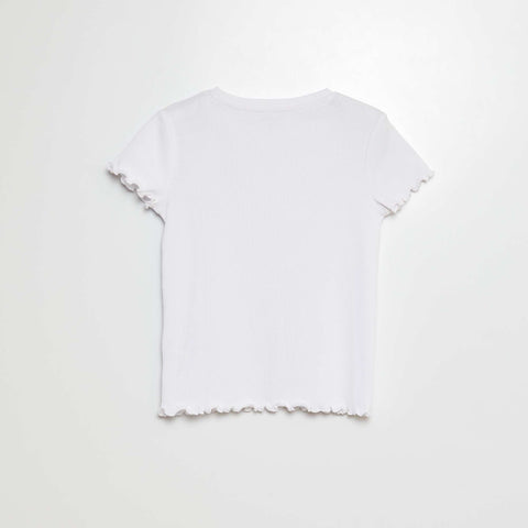 T-shirt côtelé bords ondulés