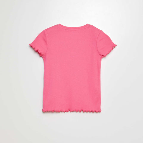 T-shirt côtelé bords ondulés