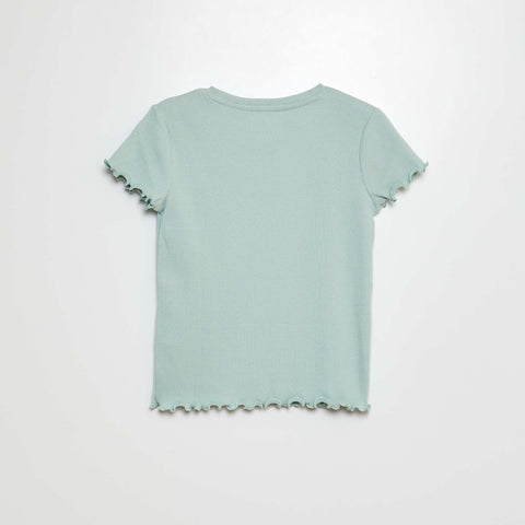 T-shirt côtelé bords ondulés