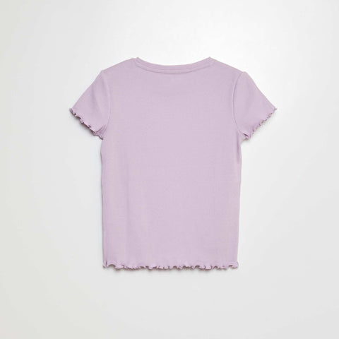 T-shirt côtelé bords ondulés