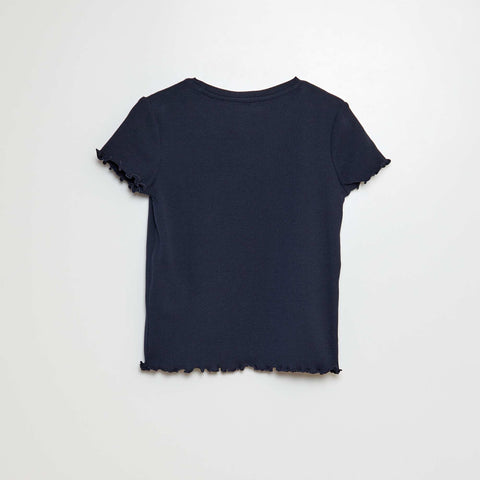 T-shirt côtelé bords ondulés