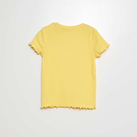 T-shirt côtelé bords ondulés