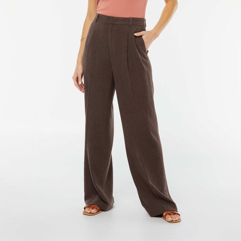 Pantalon large en lin mélangé
