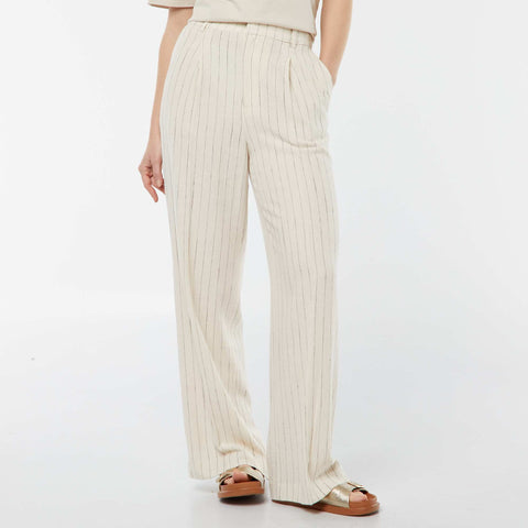 Pantalon large en lin mélangé