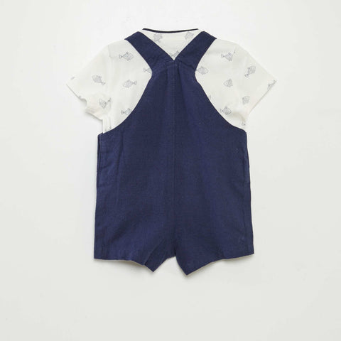 Ensemble salopette + t-shirt - 2 pièces