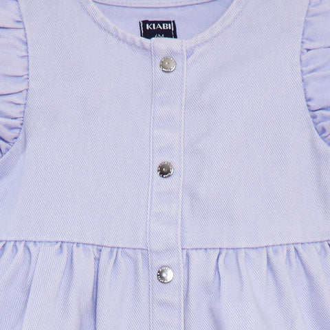 Robe en denim avec manches courtes volantées