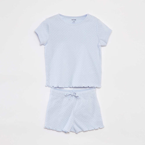 Pyjama en pointelle t-shirt + short - 2 pièces
